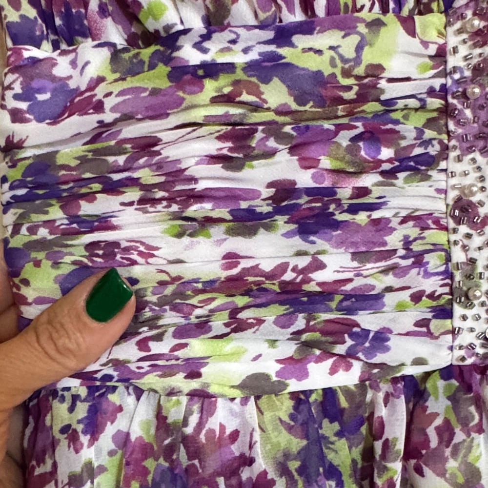 Aidan by Aidan Mattox purple and green Floral Maxi Dress- - Picture 5 of 16